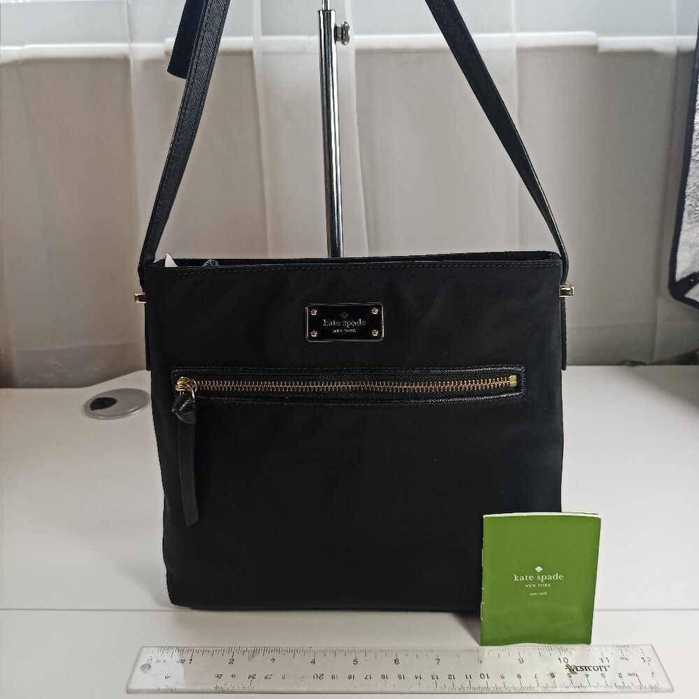 Kate Spade Medium Black Crossbody Solid Smooth Nylon Patent Leather